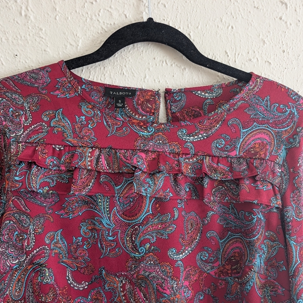 Talbots Paisley Ruffle Blouse - Picture 2 of 6